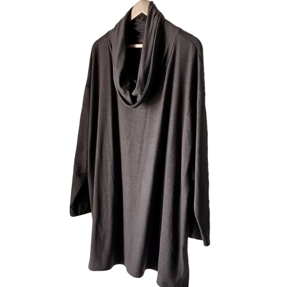 ST JOHNS BAY Gray Cowl Neck Knit Top 2X 3X Heathered Long Sleeve Sweater